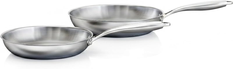 Prestige Tri Ply Stainless Steel Twin Frypan Set 24Cm / 28Cm - Induction Compatible - Image 1